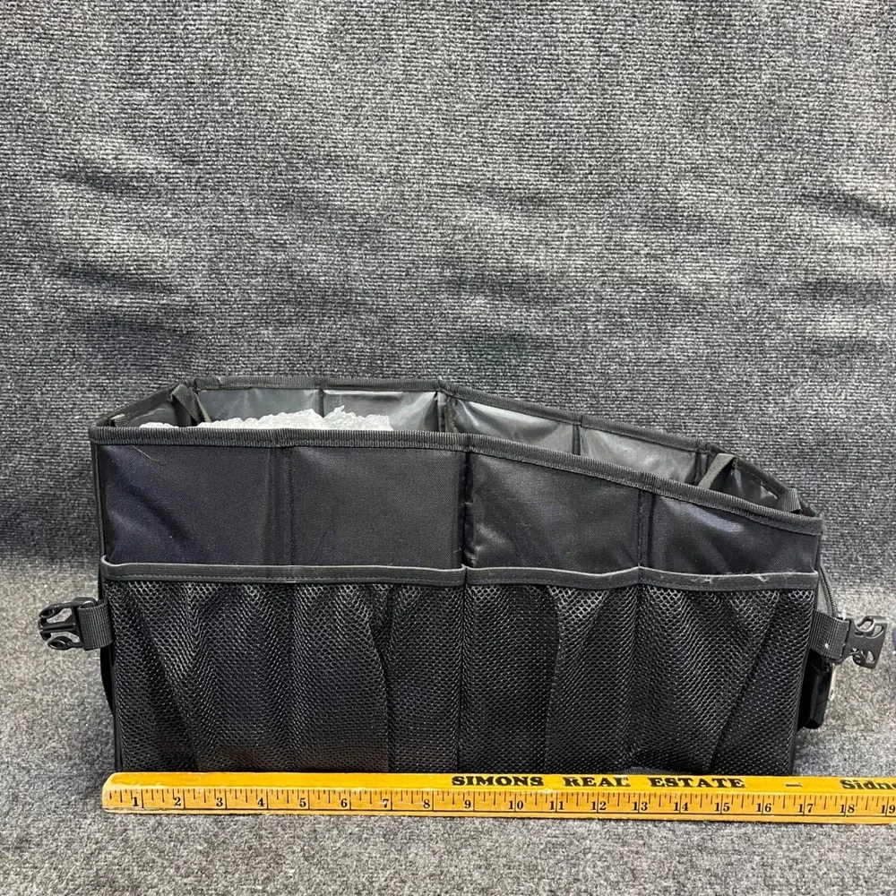 FOXBOX Black Trunk Organizer Cargo Collapsible Mesh Pockets Travel Storage‎ Bag